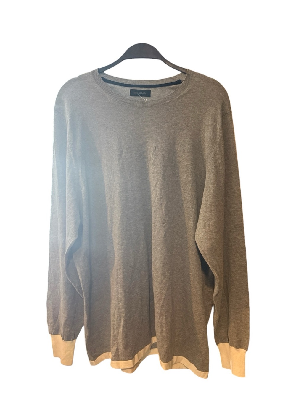 NWOT NAADAM Men's Luxury Cotton Cashmere Layered Crewneck Sweater Grey XXL